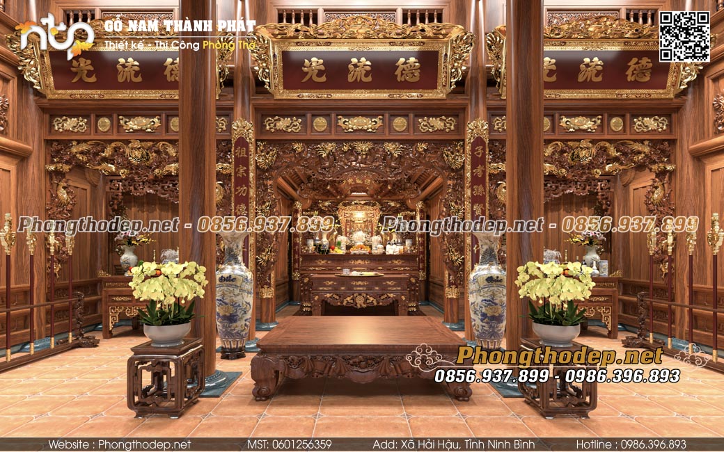 Mẫu phòng thờ nhà 3 gian tại Giao Hoà Ninh Bình